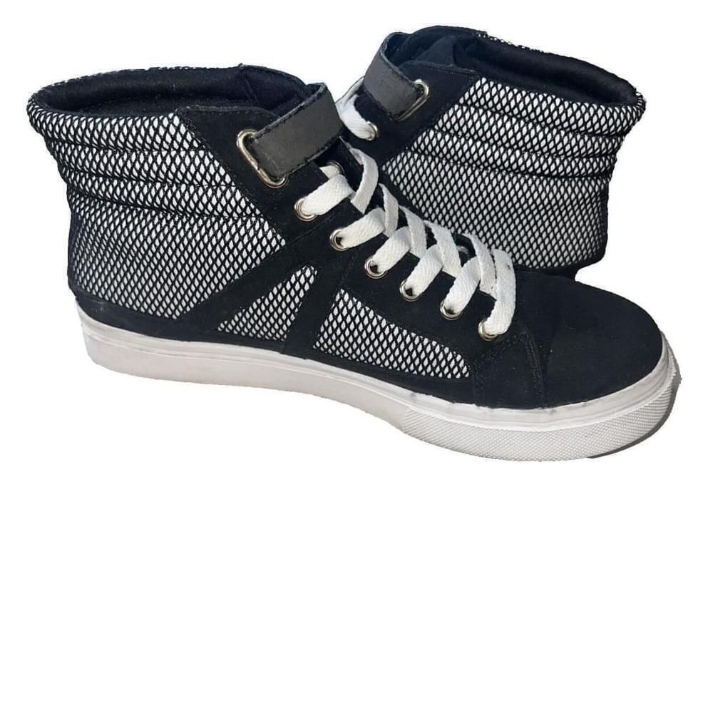 Women's Juicy Couture Chester High Top Fashion Sneakers Shoes Black White Sz 9 - Picture 2 of 7